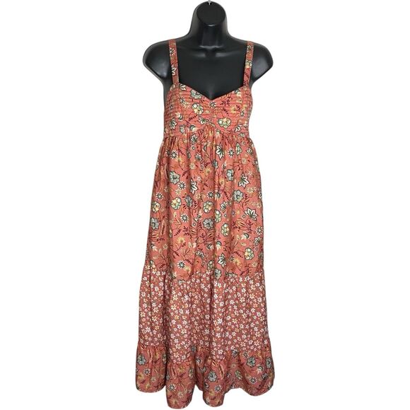 NWT Band of the Free Maxi Dress Womens S Floral Tiered Cottage Boho Flowy Smock - Picture 1 of 16